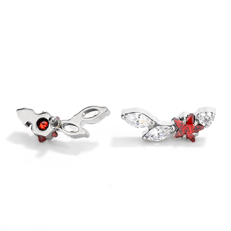 Озеци от G23 титиева сплав със циркониеви кристали, форми звезда и лист, приказен стил