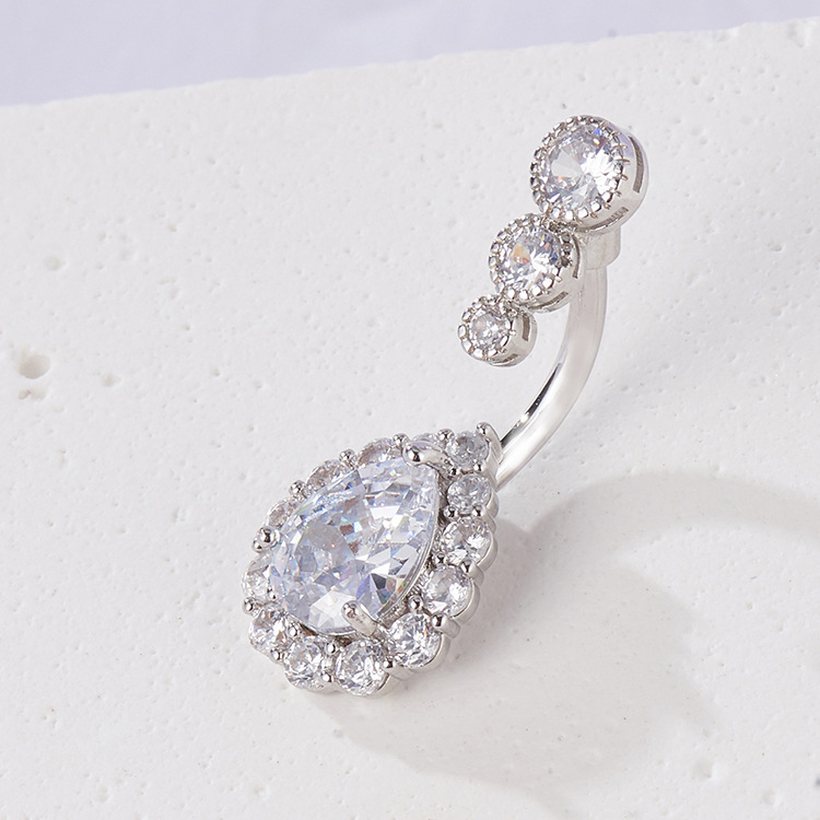 Nabas gredzens ar pilienu formu un cirkoniem, vara materiāls, sievietēm, elektroplatēts pārklājums