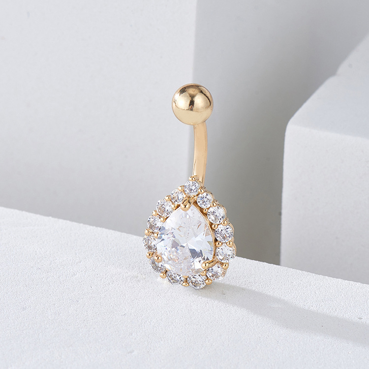 Nabas gredzens ar pilienu formu un cirkoniem, vara materiāls, sievietēm, elektroplatēts pārklājums