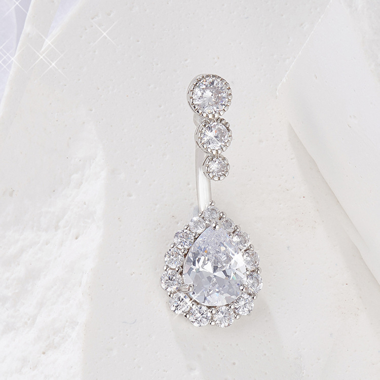 Nabas gredzens ar pilienu formu un cirkoniem, vara materiāls, sievietēm, elektroplatēts pārklājums