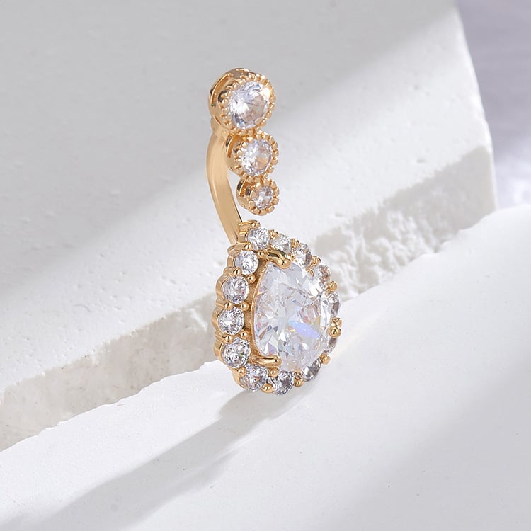 Nabas gredzens ar pilienu formu un cirkoniem, vara materiāls, sievietēm, elektroplatēts pārklājums