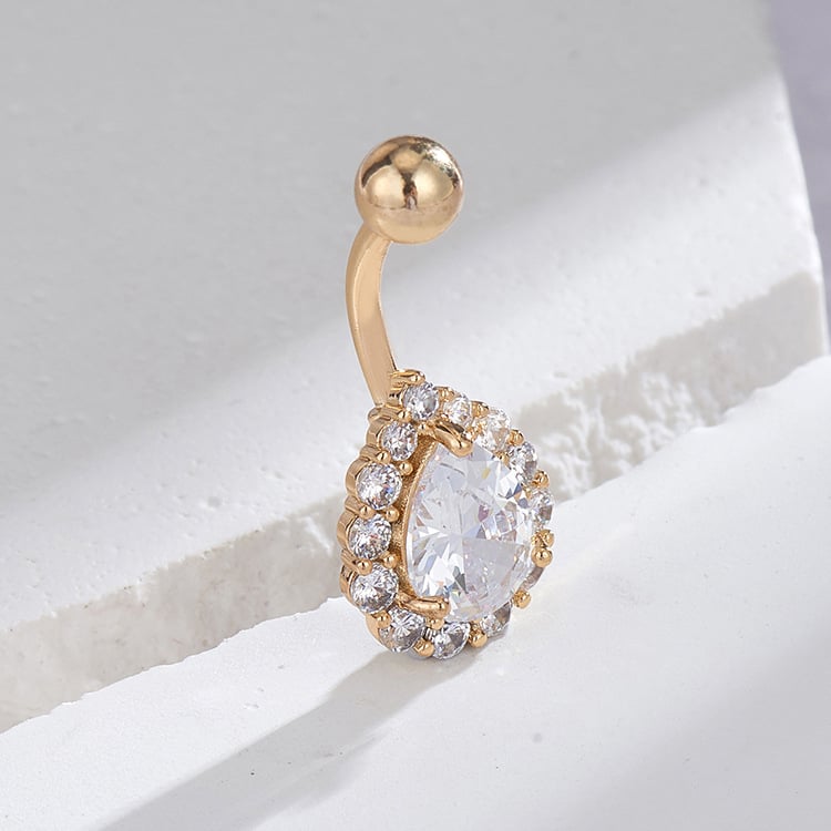 Nabas gredzens ar pilienu formu un cirkoniem, vara materiāls, sievietēm, elektroplatēts pārklājums