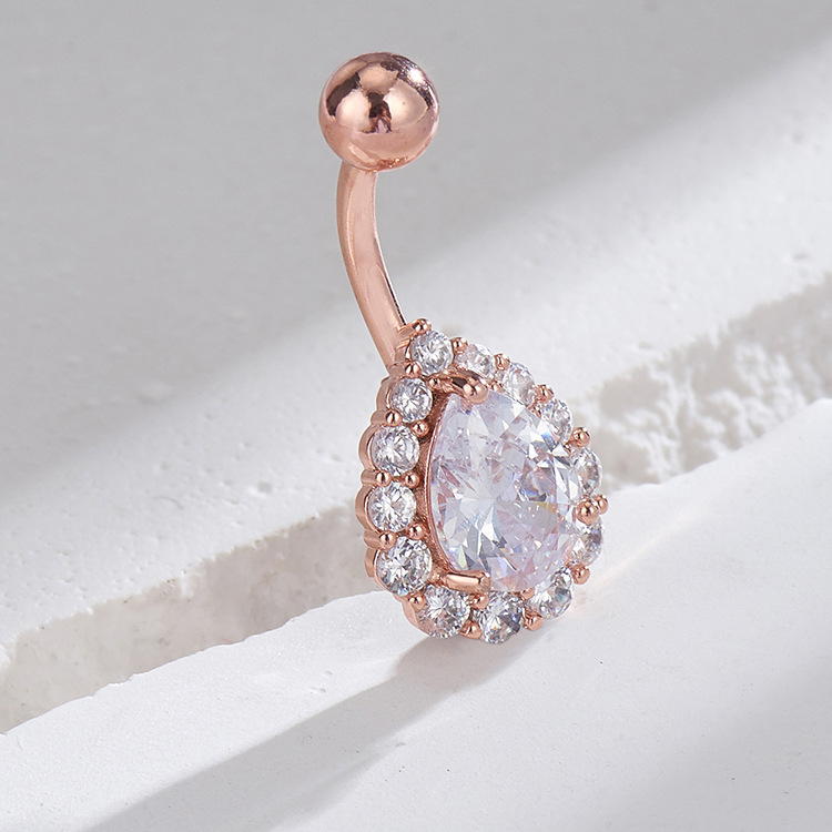 Nabas gredzens ar pilienu formu un cirkoniem, vara materiāls, sievietēm, elektroplatēts pārklājums