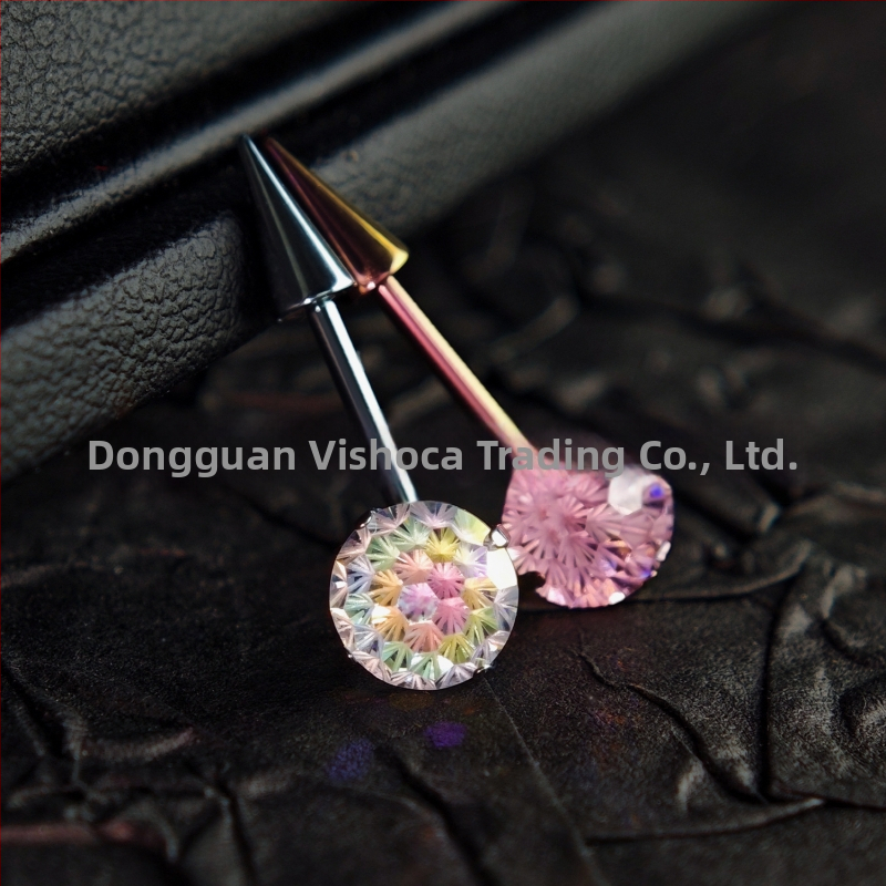 Geometriskas formas auskari, materiāls: F136 titāna sakausējums, dimantu apdare, auss adata no titāna sakausējuma, stils: svaigs un salds