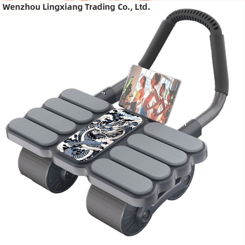 Lingxiang vēdera rullītis ar automātisku atgriešanos, četrritņu dizains mājas vingrošanai