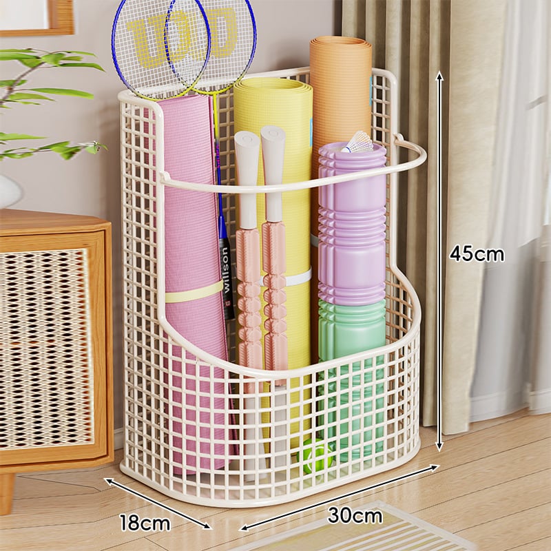 Ραφιέρα αποθήκευσης γιόγκα με ρόδες – μεγάλη χωρητικότητα, μεταλλική κατασκευή για εξοπλισμό γυμναστικής και ρακέτες μπατμίντον