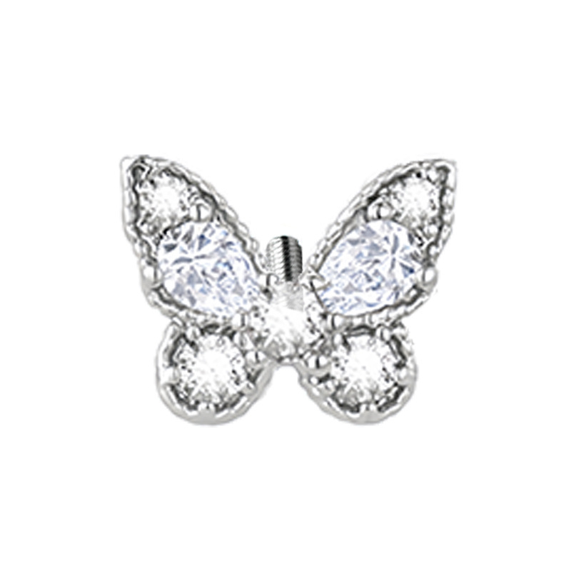 Capă înlocuibilă pentru știfturi buze/urechi cu zirconiu, bază din cupru, lustruit, filet extern, formă animal/zodie