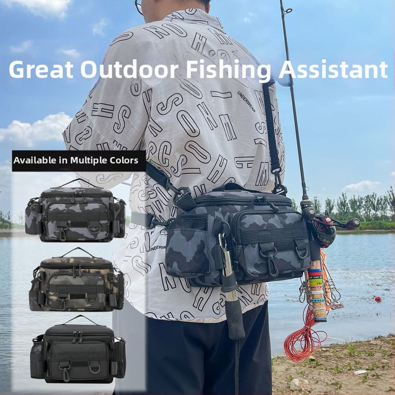 Aukštos kokybės jūrinė žvejybos kuprinė su per petį — daugiafunkcinė, didelės talpos laikiklio dėžė žvejybai, atspari vandeniui