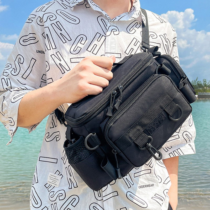 Aukštos kokybės jūrinė žvejybos kuprinė su per petį — daugiafunkcinė, didelės talpos laikiklio dėžė žvejybai, atspari vandeniui