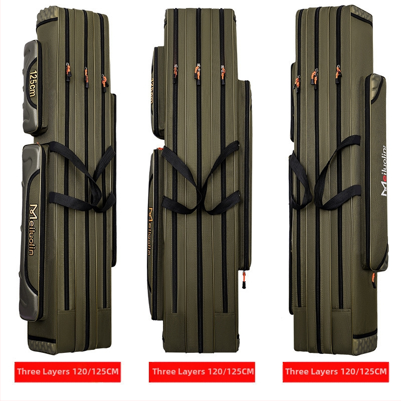 Jūrinės meškerės krepšys su dviejų ir trijų sluoksnių skyriais, Nėra atsparus vandeniui, Žvejybos įrangos krepšys