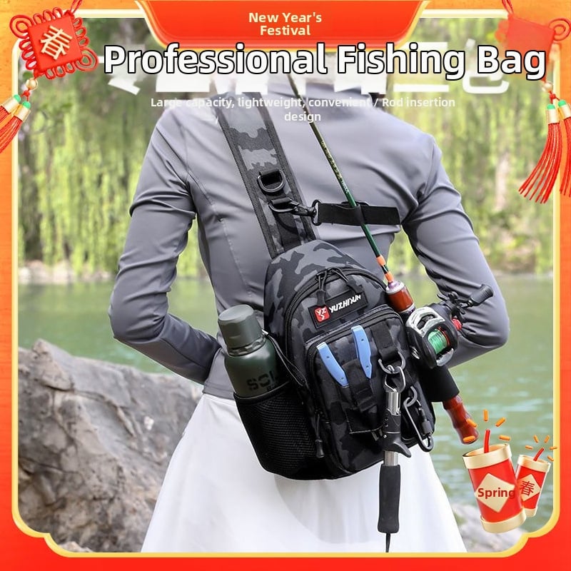 Nešiojama masalų rankinė — vieno peties diagonalis dirželis, drobės žvejybos reikmenų krepšys lauko poreikiams, nėra atspari vandeniui