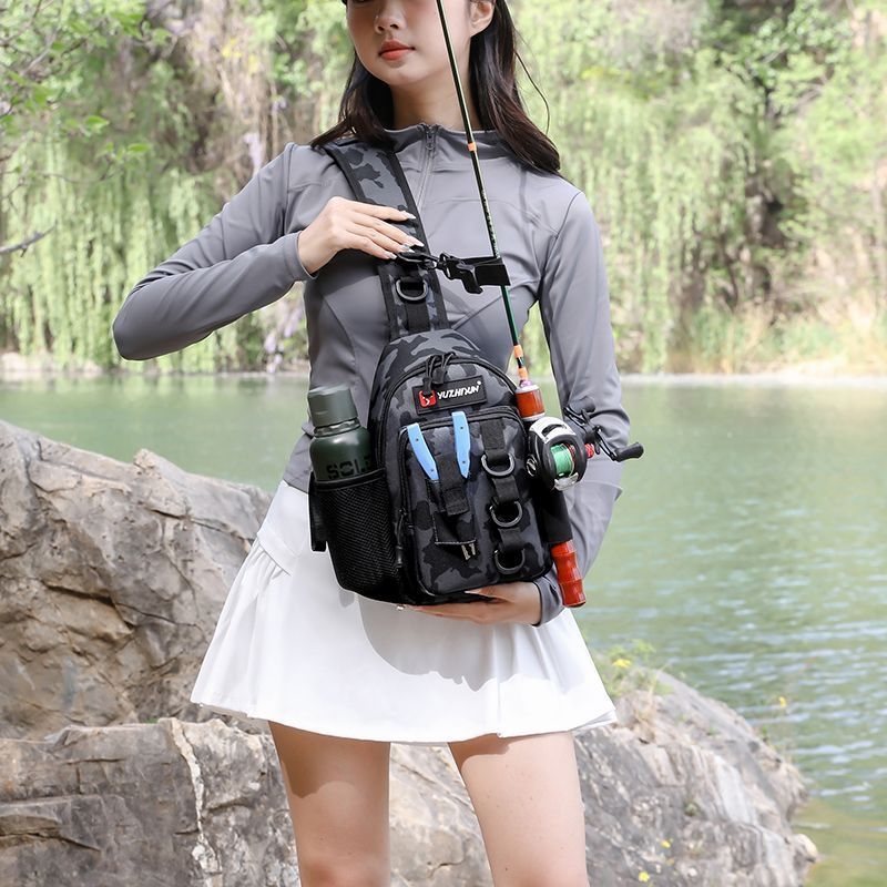 Nešiojama masalų rankinė — vieno peties diagonalis dirželis, drobės žvejybos reikmenų krepšys lauko poreikiams, nėra atspari vandeniui