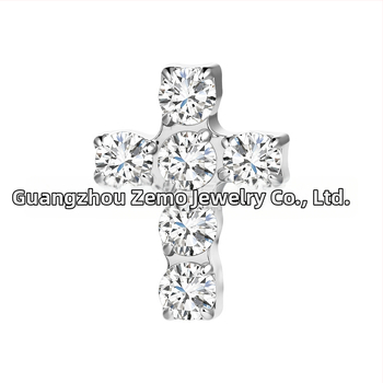 F136 titánötvözet kereszt alakú fülbevaló gyémánt betéttel és cirkóniummal