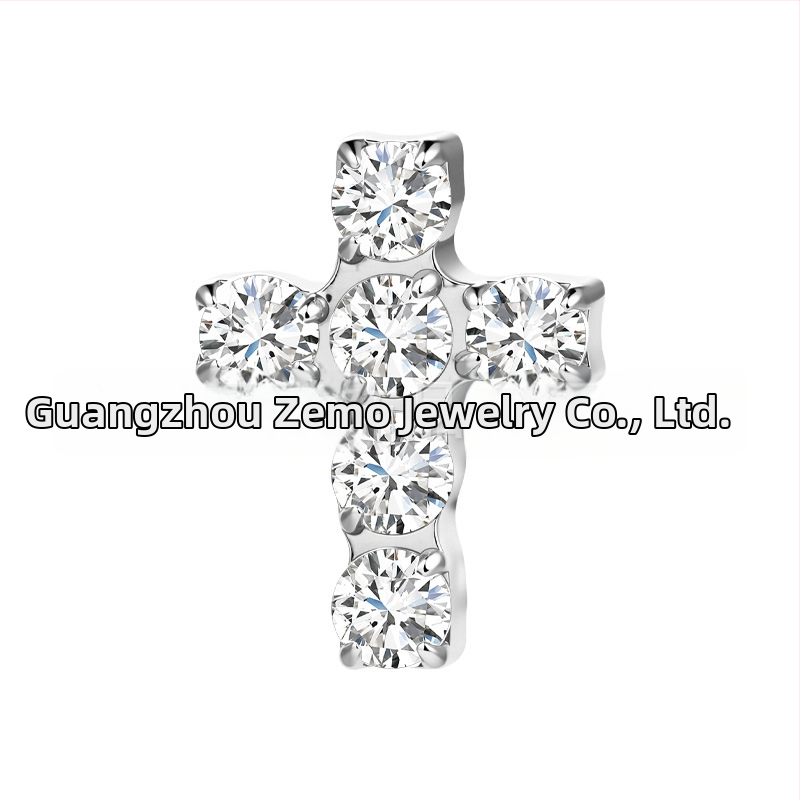 F136 titánötvözet kereszt alakú fülbevaló gyémánt betéttel és cirkóniummal