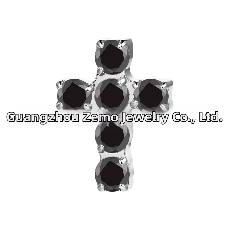 F136 titánötvözet kereszt alakú fülbevaló gyémánt betéttel és cirkóniummal