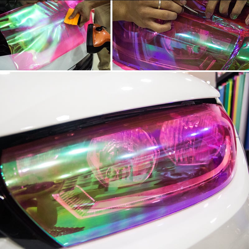 Film pentru faruri auto | Transparent, cu efect de schimbare a culorii, aspect cameleon | Material: Altul; Montaj: Tip lipire; Model: Așa cum apare în imagine