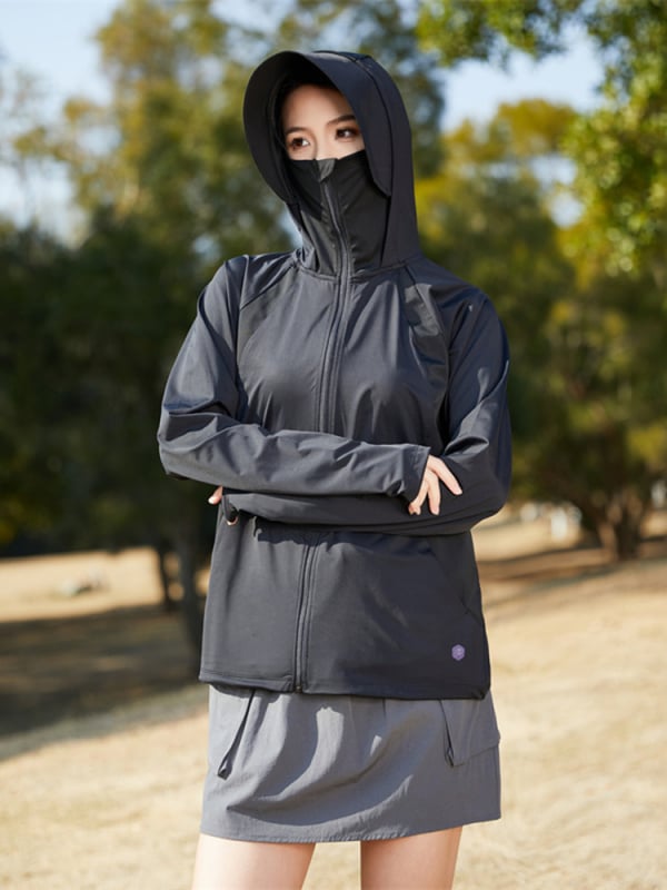 Vanjska jakna za vjetar, unisex, s kapuljačom, UPF50+ UV zaštita, brzo suši i prozračna, materijal 88% najlon, 12% spandex, Stil 62602