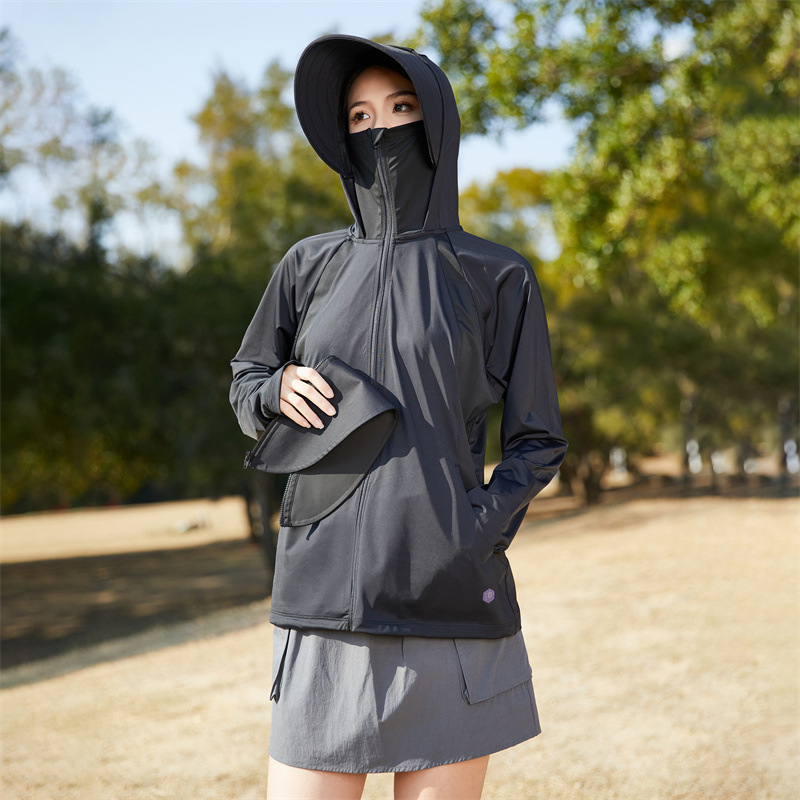 Vanjska jakna za vjetar, unisex, s kapuljačom, UPF50+ UV zaštita, brzo suši i prozračna, materijal 88% najlon, 12% spandex, Stil 62602