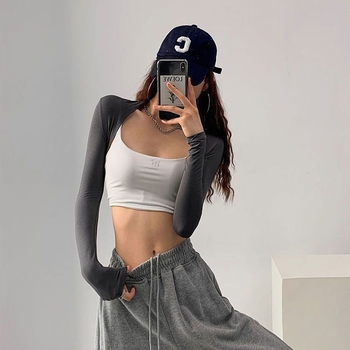 Női sál-kardigán hosszú ujjú, rövid fazonú, kerek nyakú, poliészter 90–95%