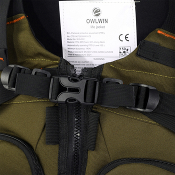 OWLWIN glābšanas veste kajakām un kanoēm – 8 kabatas, pearl cotton pildījums, ūdensnecaurlaidīgs, elpojošs neilons