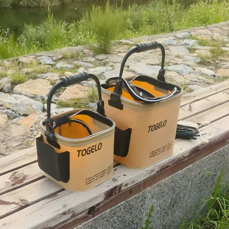 Сгъваема преносима кофа за живи риби за риболов на открито – EVA материал, ръчен воден съд за пренасяне