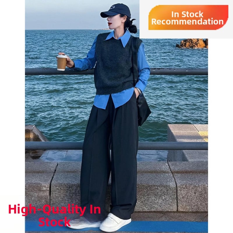 Női ing galléros reverrel és mellényhatású, hosszú ujjú, ősz 2025, elegáns városi stílus, 95% akril rost