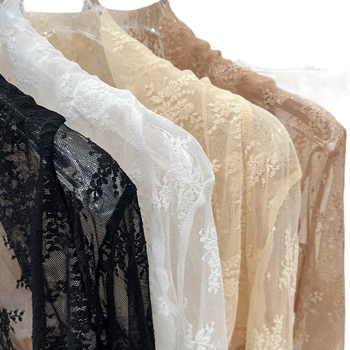 Дантелено мрежесто кардиган за лято, дълги ръкави, стояща яка, за носене върху рокля