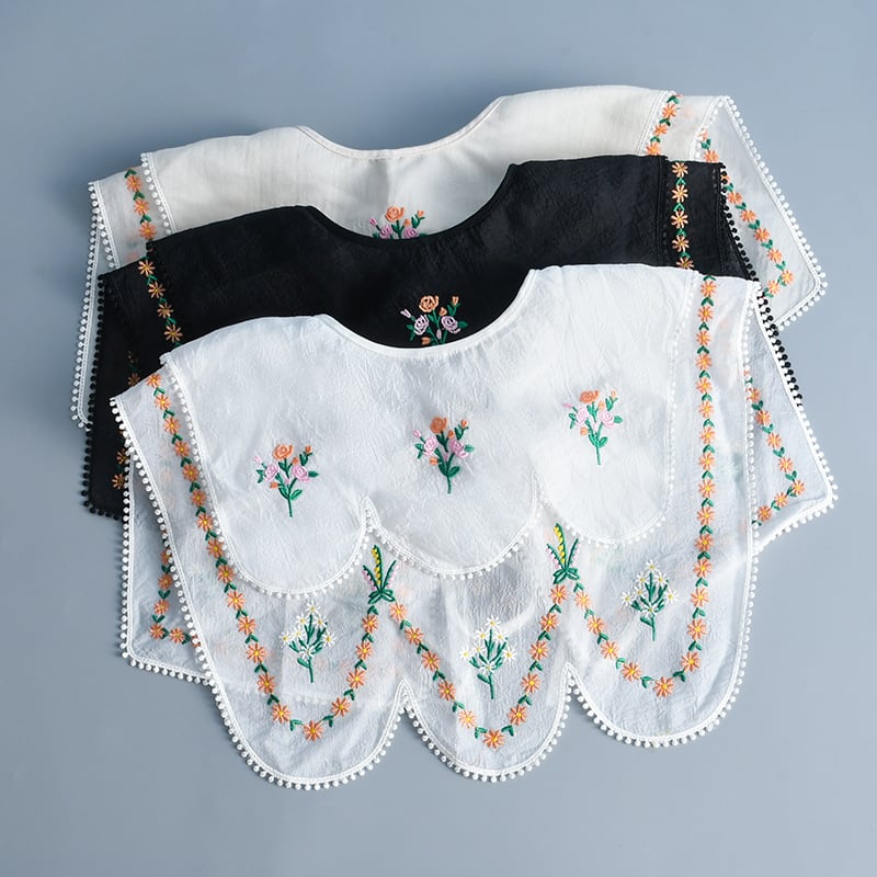 Guler de șal în stil etnic pentru rochie, cu decor din dantelă și design decupat; fir poliesteric; ambalare independentă; pentru adulți; vara 2022