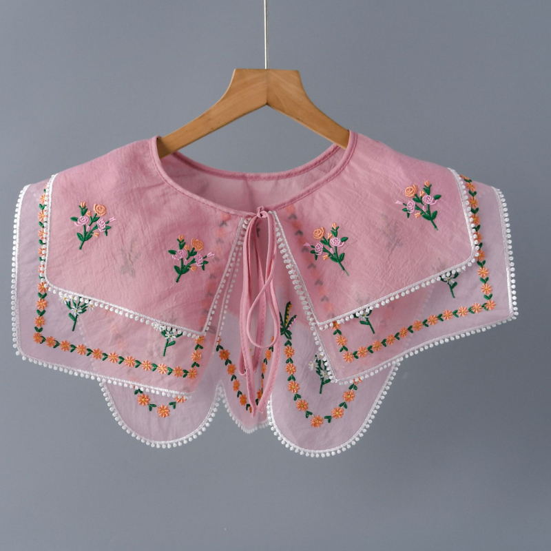 Guler de șal în stil etnic pentru rochie, cu decor din dantelă și design decupat; fir poliesteric; ambalare independentă; pentru adulți; vara 2022