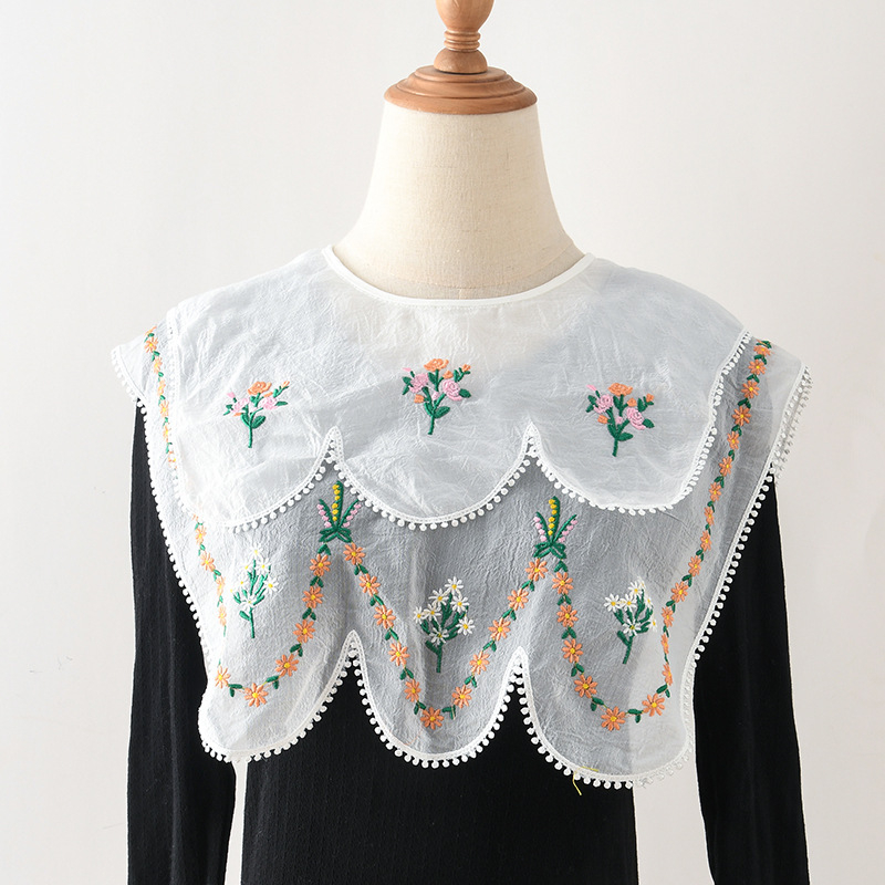 Guler de șal în stil etnic pentru rochie, cu decor din dantelă și design decupat; fir poliesteric; ambalare independentă; pentru adulți; vara 2022