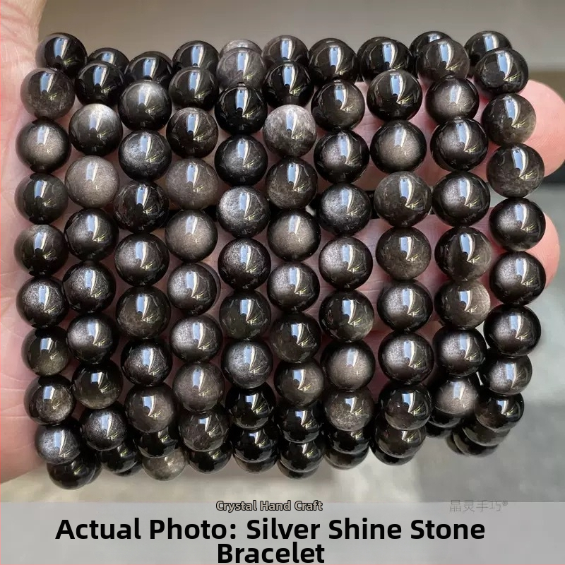 Prirodne srebrne obsidijanske perle i zlatne obsidijanske okrugle perle za DIY nakit, komponente za narukvicu, poluproizvodi na veliko
