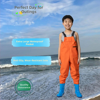 Bērnu ūdensizturīgas PVC zvejas bikses ar kabatām, unisex, pavasaris