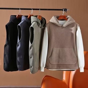 Jesen-zimska topla fleec vesta s kapuljačom, korejskog stila, ležerna, unisex