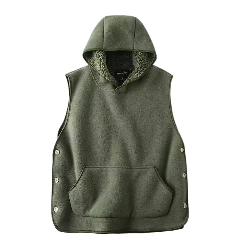Jesen-zimska topla fleec vesta s kapuljačom, korejskog stila, ležerna, unisex