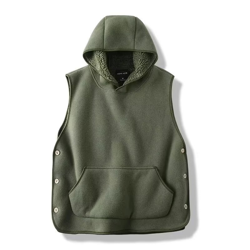 Jesen-zimska topla fleec vesta s kapuljačom, korejskog stila, ležerna, unisex