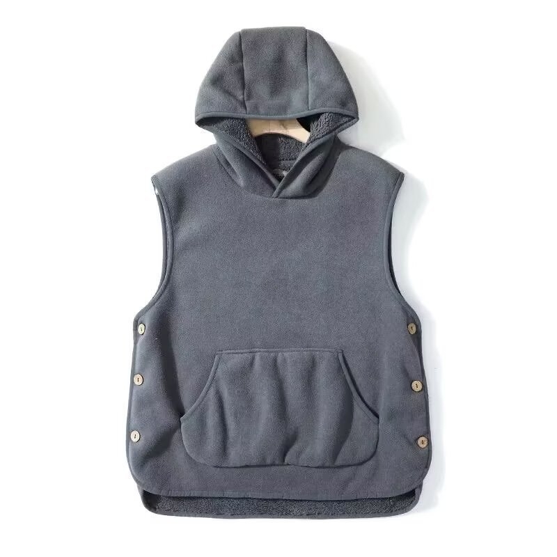 Jesen-zimska topla fleec vesta s kapuljačom, korejskog stila, ležerna, unisex