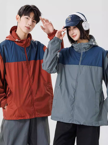 Унисекс яке с качулка, тънка дишаща материя, бързосъхнеща нейлонова смес, множество джобове, 3D ефект принт