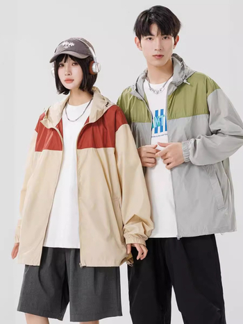 Унисекс яке с качулка, тънка дишаща материя, бързосъхнеща нейлонова смес, множество джобове, 3D ефект принт