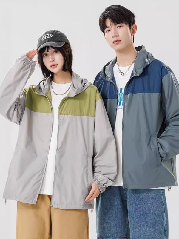 Унисекс яке с качулка, тънка дишаща материя, бързосъхнеща нейлонова смес, множество джобове, 3D ефект принт