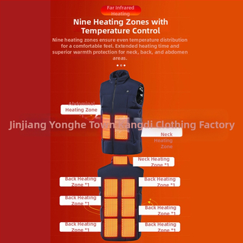USB laadimisega elektriline soojendusega vest, püsiv temperatuur, stand-up krae ja tõmblukk, vaba lõige