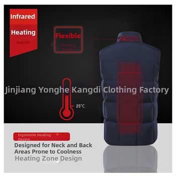 USB laadimisega elektriline soojendusega vest, püsiv temperatuur, stand-up krae ja tõmblukk, vaba lõige
