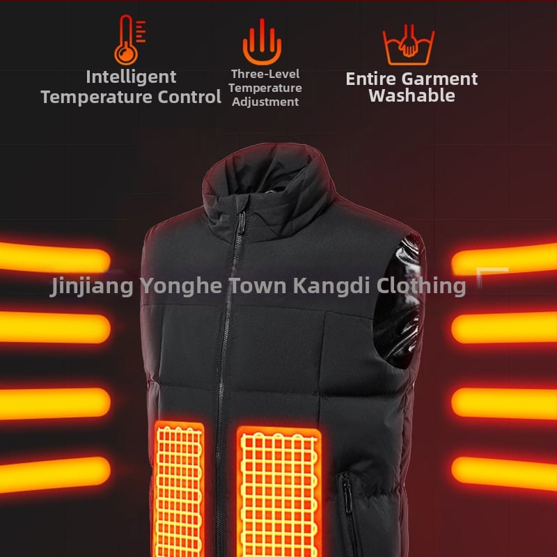 USB laadimisega elektriline soojendusega vest, püsiv temperatuur, stand-up krae ja tõmblukk, vaba lõige