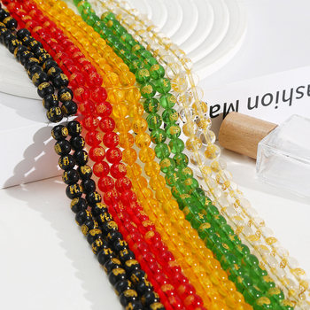 Prirodne kristalne perle s graviranim zlatnim pečatom – Pet bogova bogatstva, poluproizvodi staklenih kuglica i lazurit