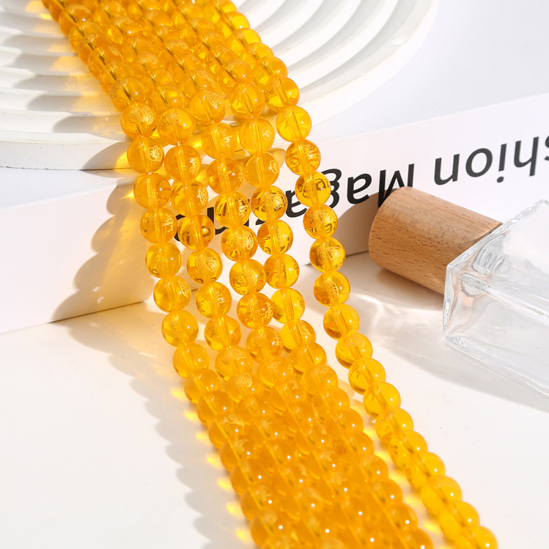 Prirodne kristalne perle s graviranim zlatnim pečatom – Pet bogova bogatstva, poluproizvodi staklenih kuglica i lazurit