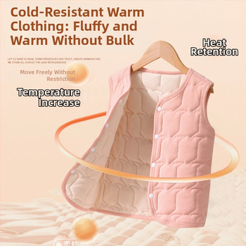 Bērnu termālā veste - bieza ziemas flīss, iekšējā poliesteru odere, bez piedurknēm ar slēgtu pogu aizvēršanu, universāla