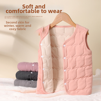 Bērnu termālā veste - bieza ziemas flīss, iekšējā poliesteru odere, bez piedurknēm ar slēgtu pogu aizvēršanu, universāla