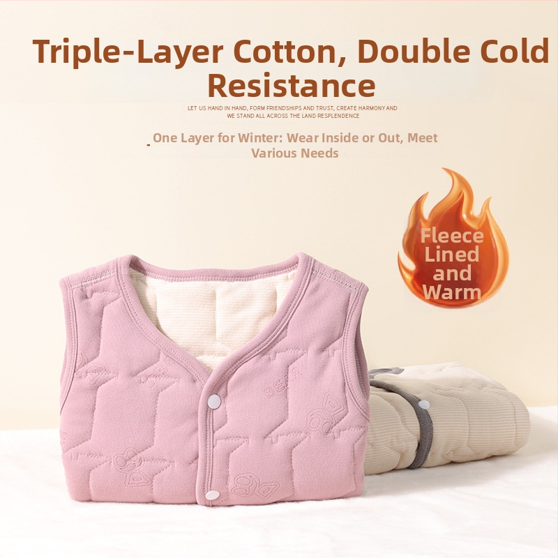 Bērnu termālā veste - bieza ziemas flīss, iekšējā poliesteru odere, bez piedurknēm ar slēgtu pogu aizvēršanu, universāla