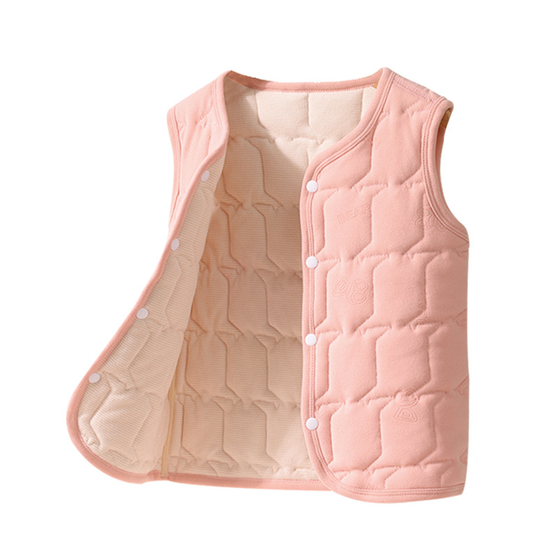 Bērnu termālā veste - bieza ziemas flīss, iekšējā poliesteru odere, bez piedurknēm ar slēgtu pogu aizvēršanu, universāla