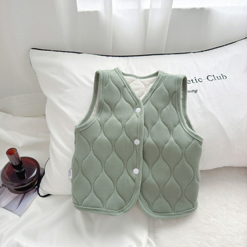 Bērnu trīsslāņu flīsa vestes ar poliesteru odai un pildījumu – universāla, bez kapuces, priekšējā pogu aizdare