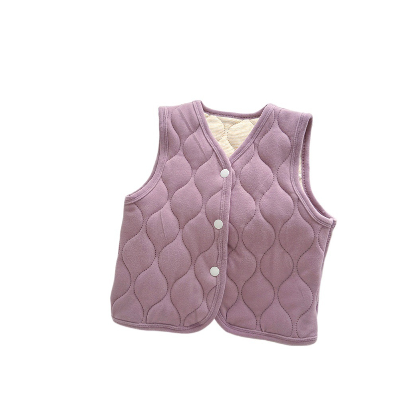 Bērnu trīsslāņu flīsa vestes ar poliesteru odai un pildījumu – universāla, bez kapuces, priekšējā pogu aizdare